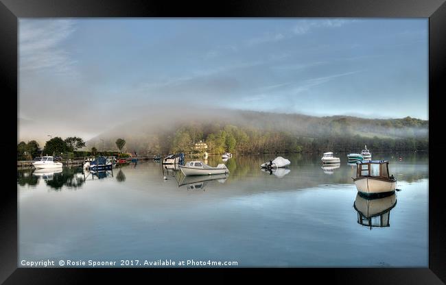 Misty Morning on the River Looe in Cornwall Framed Print by Rosie Spooner