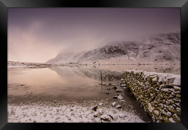 Snow clouds and reflections Framed Print by Jonathon barnett