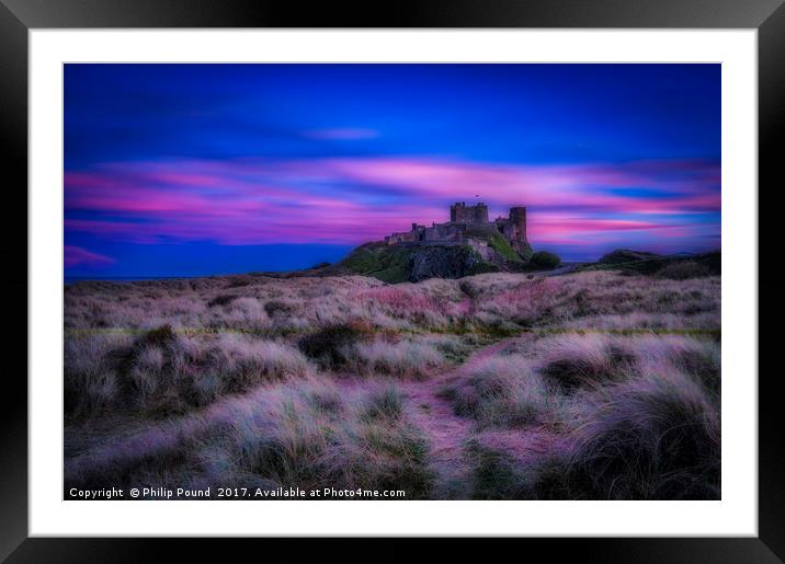 Dreamy Bamburgh Castle at Sunset Framed Mounted Print by Philip Pound