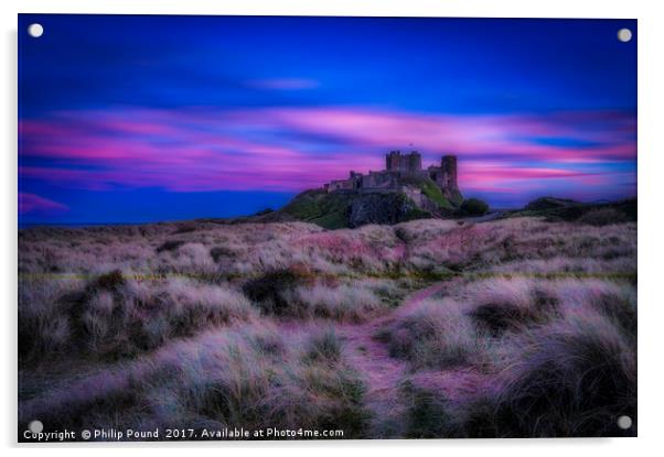 Dreamy Bamburgh Castle at Sunset Acrylic by Philip Pound