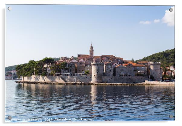 Korcula old town juts out into the Peljesac Channe Acrylic by Jason Wells