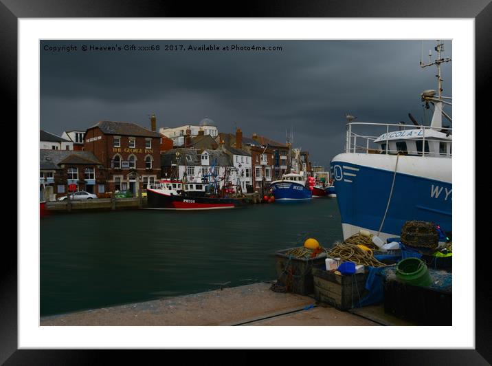 fishing boats  weymouth Old Harbour Dorset Uk  Framed Mounted Print by Heaven's Gift xxx68