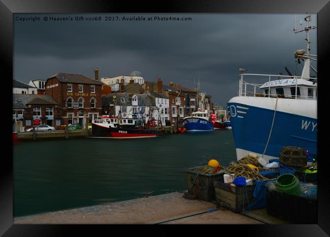 fishing boats  weymouth Old Harbour Dorset Uk  Framed Print by Heaven's Gift xxx68