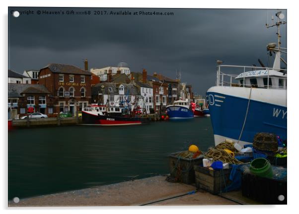 fishing boats  weymouth Old Harbour Dorset Uk  Acrylic by Heaven's Gift xxx68