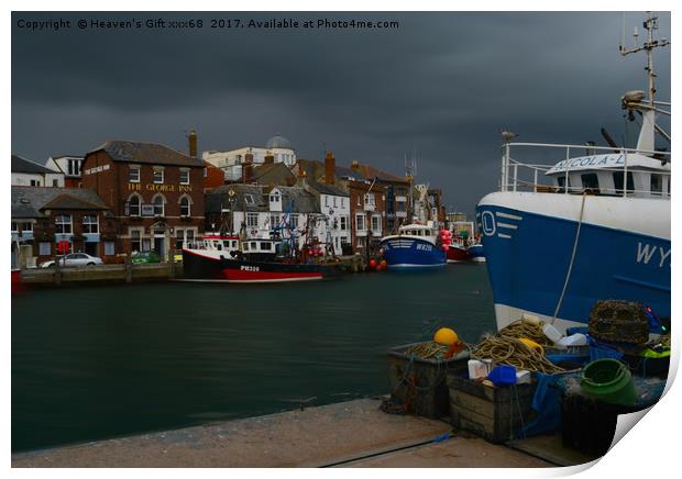 fishing boats  weymouth Old Harbour Dorset Uk  Print by Heaven's Gift xxx68