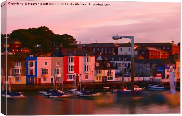 Sun set over weymouth Old Harbour Dorset Uk  Canvas Print by Heaven's Gift xxx68