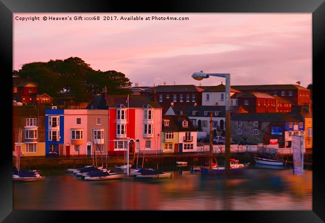 Sun set over weymouth Old Harbour Dorset Uk  Framed Print by Heaven's Gift xxx68