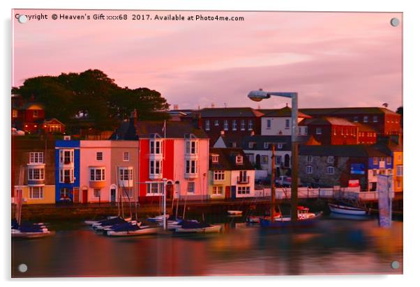 Sun set over weymouth Old Harbour Dorset Uk  Acrylic by Heaven's Gift xxx68