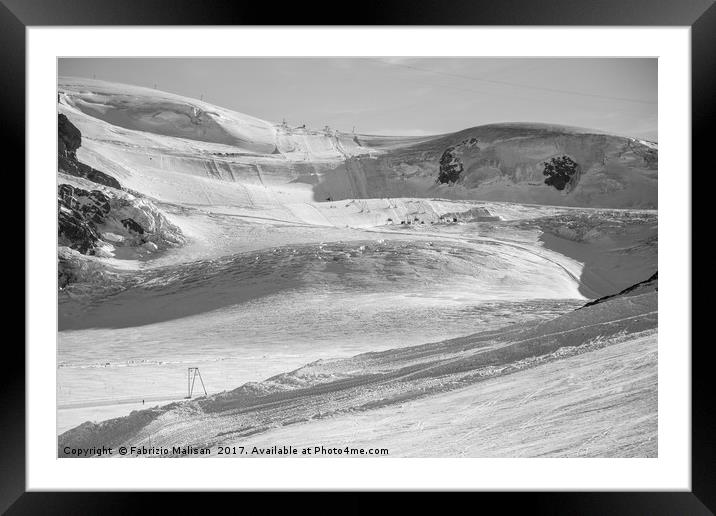 Glacier Shapes Plateau Rosa Zermatt Matterhorn Ski Framed Mounted Print by Fabrizio Malisan