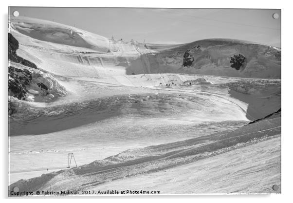 Glacier Shapes Plateau Rosa Zermatt Matterhorn Ski Acrylic by Fabrizio Malisan