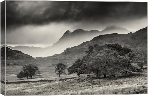 Langdale Pike vs the storm Canvas Print by Peter Scott