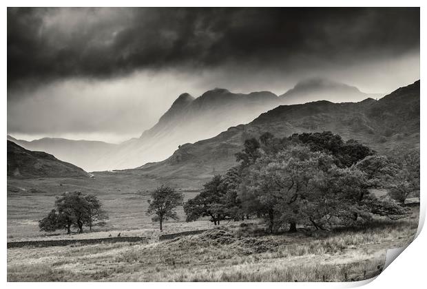 Langdale Pike vs the storm Print by Peter Scott