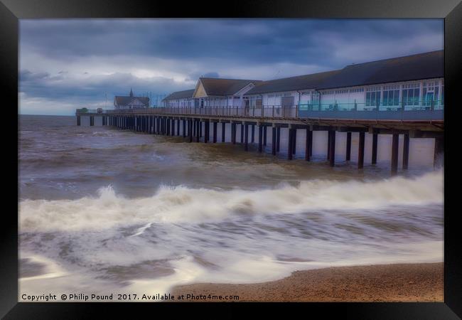 Waves at Southwold Pier Framed Print by Philip Pound