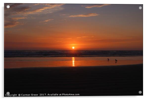 Sunset at Pismo Beach California Acrylic by Carmen Green