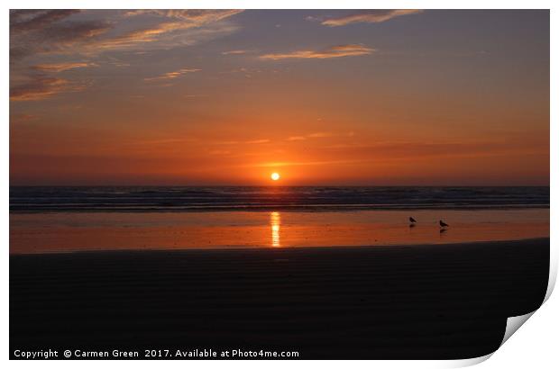 Sunset at Pismo Beach California Print by Carmen Green
