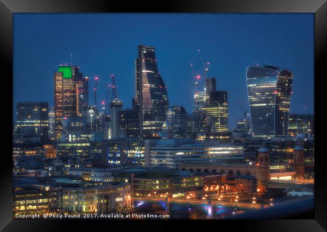 City of London at Night Framed Print by Philip Pound