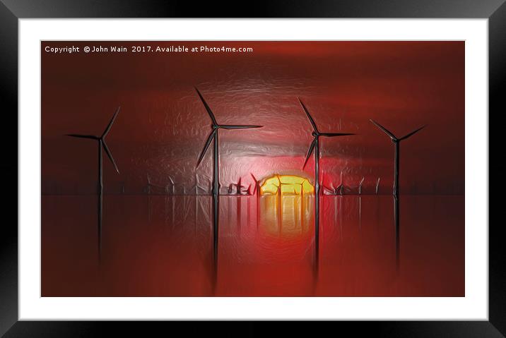 Windmills in the Sun (Digital Art) Framed Mounted Print by John Wain