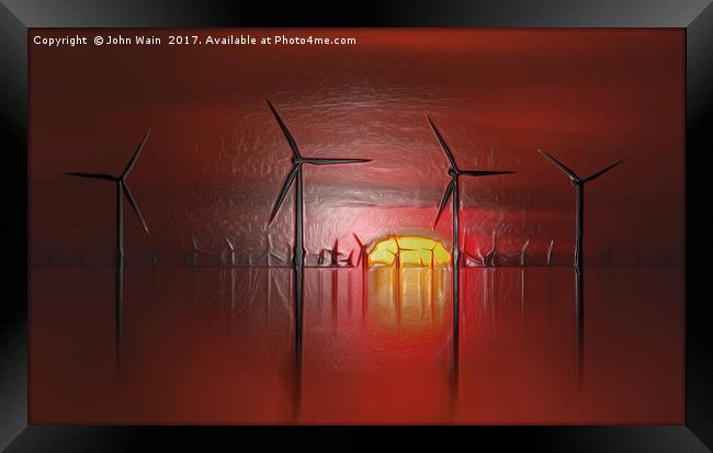 Windmills in the Sun (Digital Art) Framed Print by John Wain