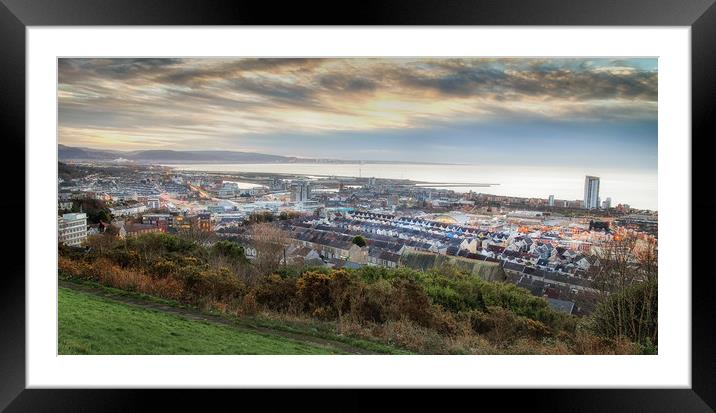 Swansea City Centre and East Side Framed Mounted Print by Leighton Collins