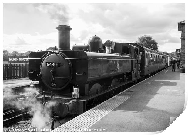 Steam train at North Weald Station Print by Amanda Peglitsis