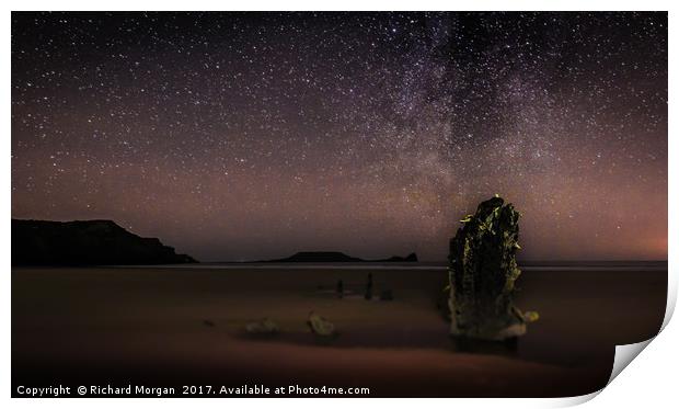 Helvetia Wreck, Rhossili Gower Print by Richard Morgan