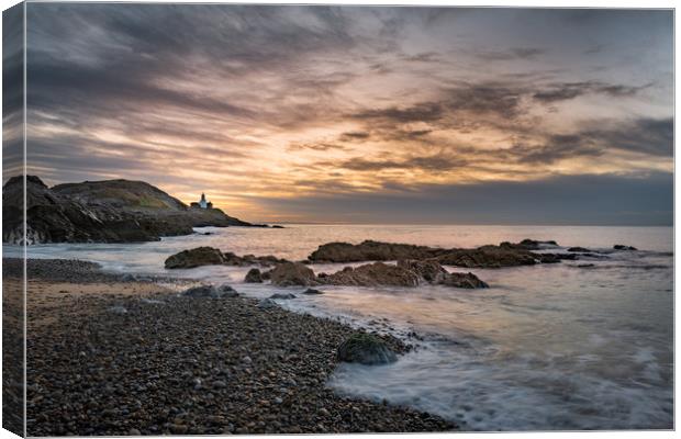 Bracelet bay view of Mumbles lighthouse. Canvas Print by Bryn Morgan