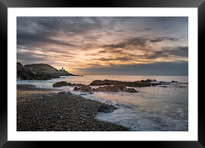 Bracelet bay view of Mumbles lighthouse. Framed Mounted Print by Bryn Morgan