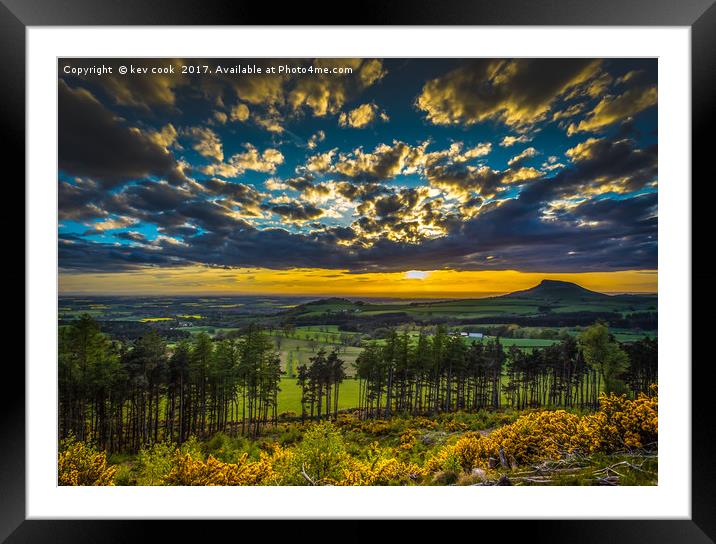 Sunset at Roseberry topping Framed Mounted Print by kevin cook