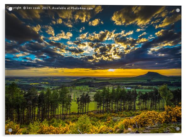 Sunset at Roseberry topping Acrylic by kevin cook