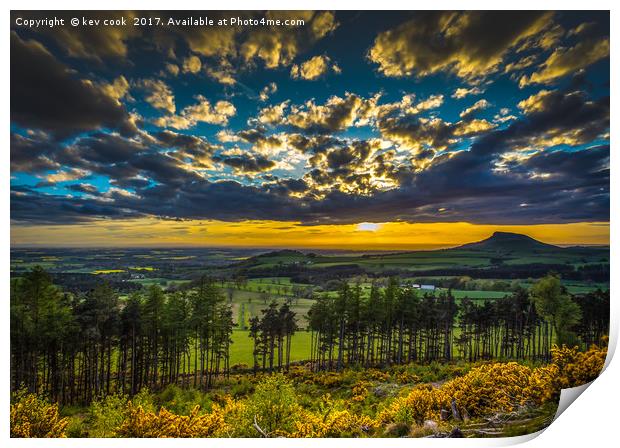 Sunset at Roseberry topping Print by kevin cook