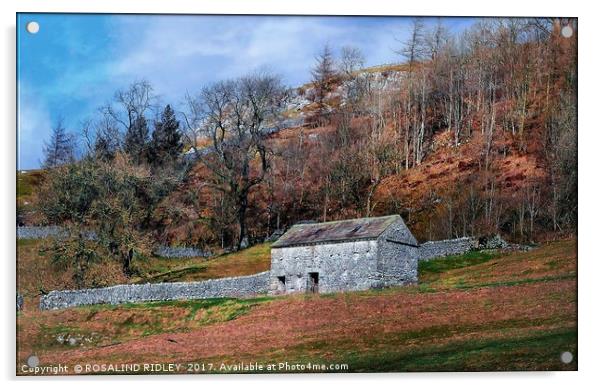 "Stone barn on the hillside" Acrylic by ROS RIDLEY