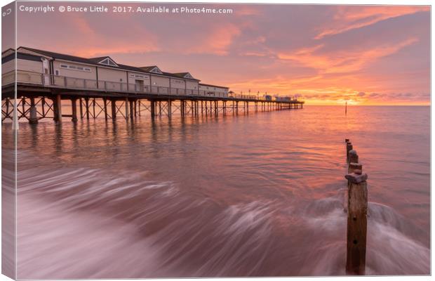 Fiery Sunrise over Teignmouth Pier Canvas Print by Bruce Little