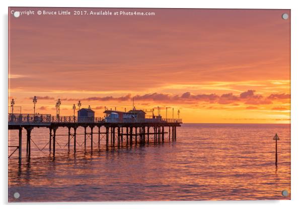 Fiery Sunrise at Teignmouth Pier Acrylic by Bruce Little