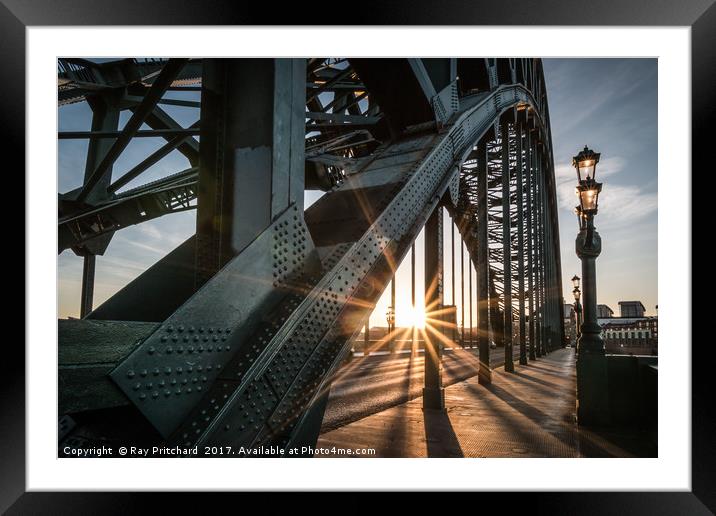 Sun Through the Tyne Bridge Framed Mounted Print by Ray Pritchard