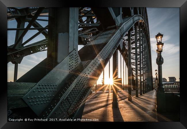 Sun Through the Tyne Bridge Framed Print by Ray Pritchard