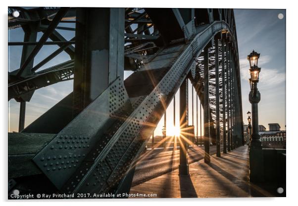 Sun Through the Tyne Bridge Acrylic by Ray Pritchard