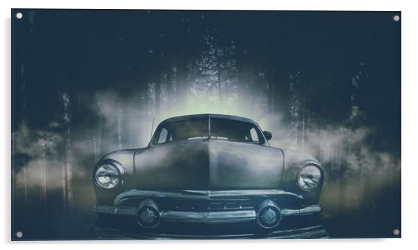 shoebox ford in the forest. Acrylic by Guido Parmiggiani