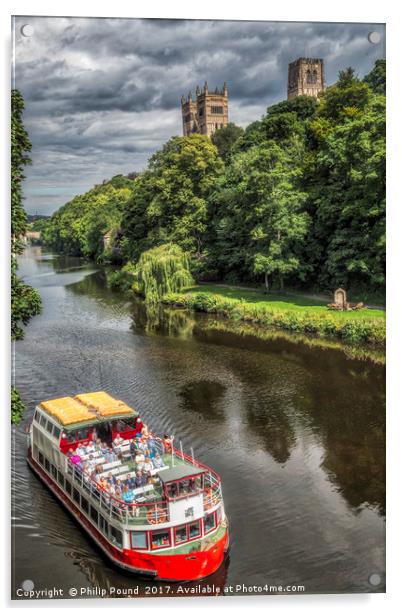 River Boat on the River Wear with Durham Cathedral Acrylic by Philip Pound