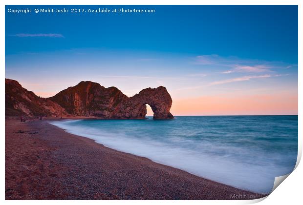Durdle Door at sunset  Print by Mohit Joshi