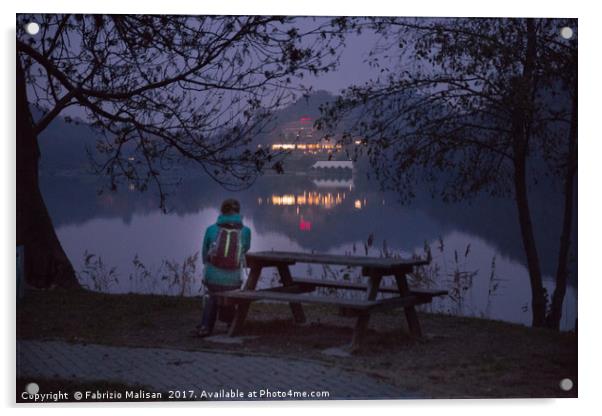 An evening by the lake Acrylic by Fabrizio Malisan