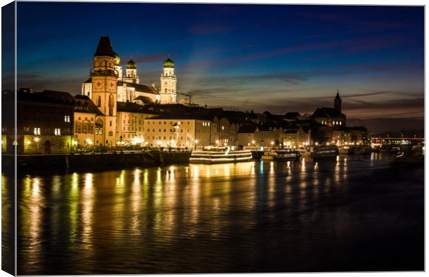 Town Passau on the bank of the Danube River. Bavar Canvas Print by Sergey Fedoskin