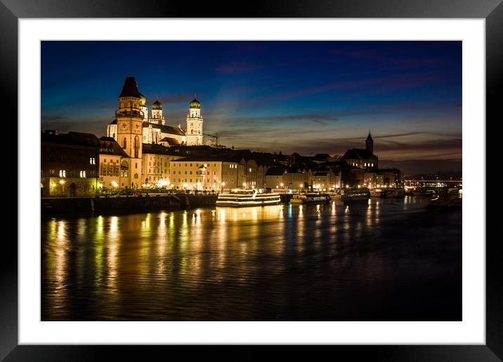 Town Passau on the bank of the Danube River. Bavar Framed Mounted Print by Sergey Fedoskin