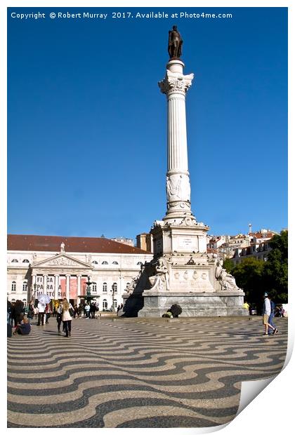 Rossio Square, Lisbon. Print by Robert Murray