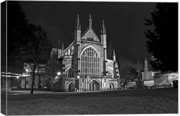 Winchester Cathedral at night Canvas Print by Darren Willmin