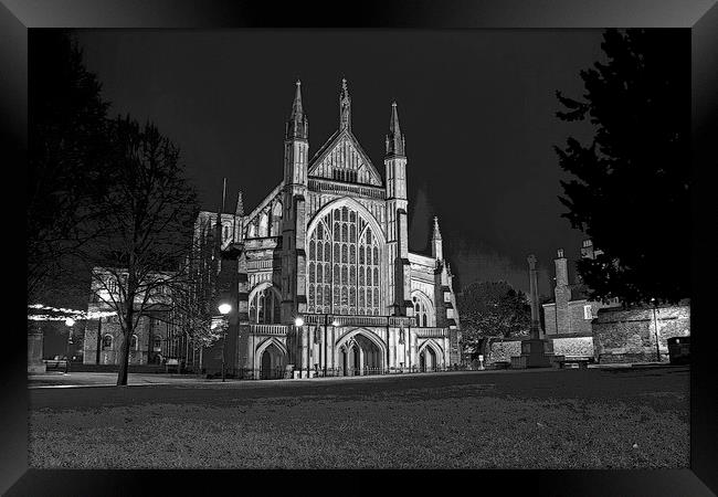 Winchester Cathedral at night Framed Print by Darren Willmin
