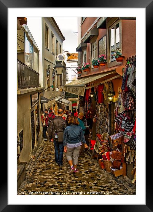 Tourists in Alfama, Lisbon. Framed Mounted Print by Robert Murray