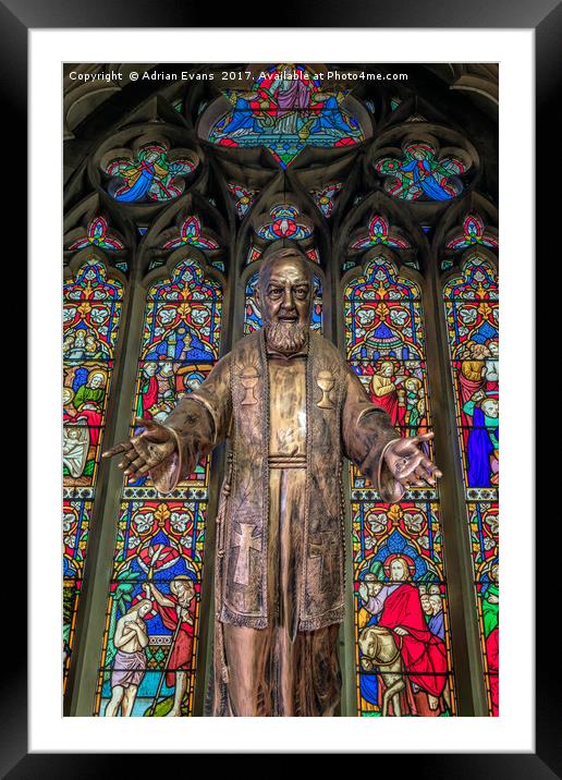 Saint Pio Church Statue  Framed Mounted Print by Adrian Evans