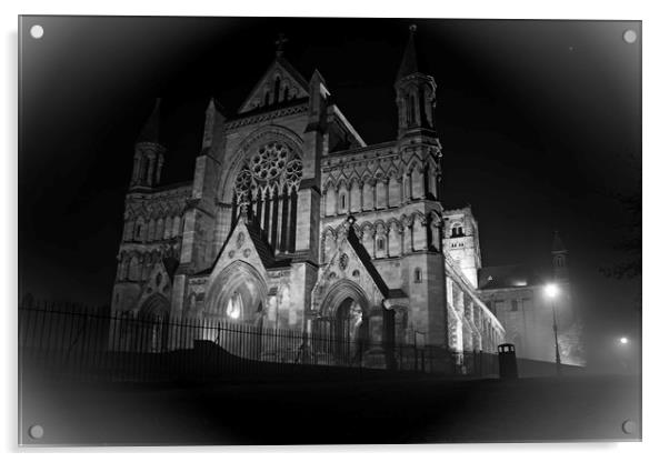 St Albans Cathedral Halloween Night Acrylic by Darren Willmin