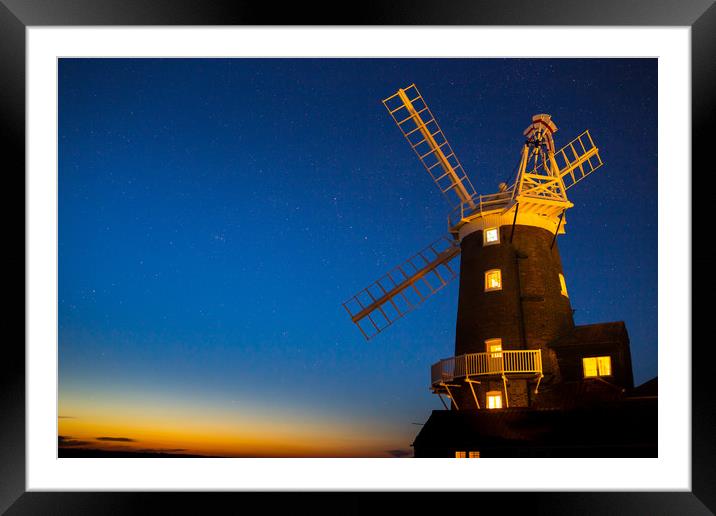 Twilight Windmill Framed Mounted Print by Steve Lansdell