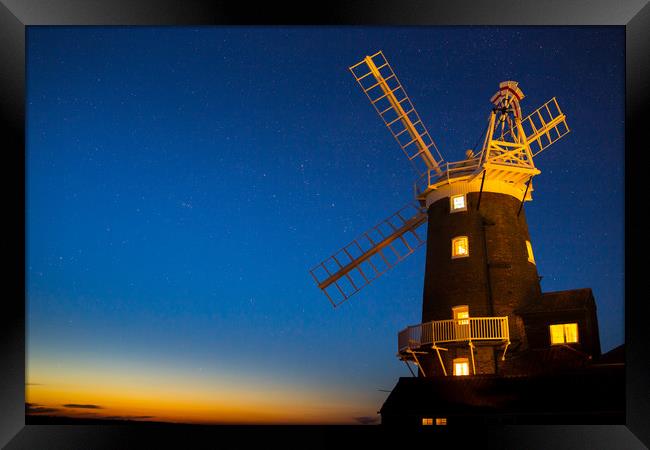 Twilight Windmill Framed Print by Steve Lansdell